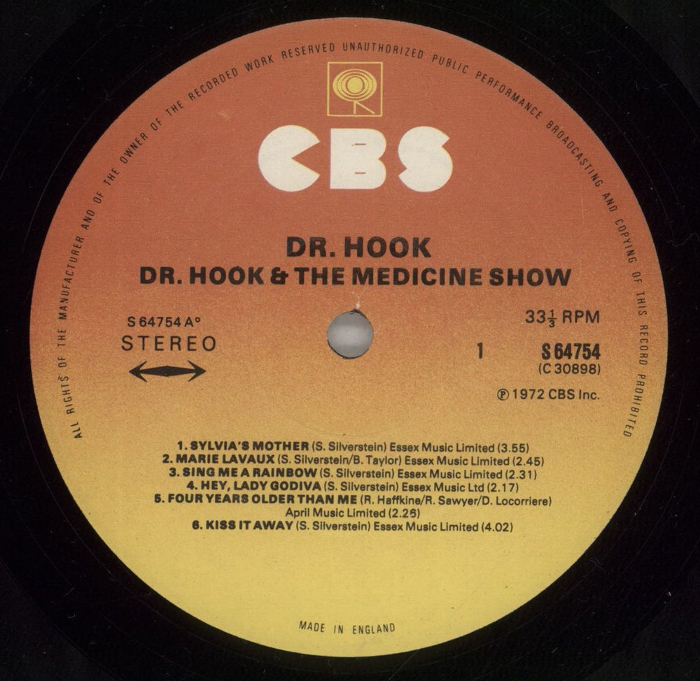 Dr Hook Dr. Hook & The Medicine Show - graduated orange label UK vinyl LP album (LP record) DHKLPDR423139