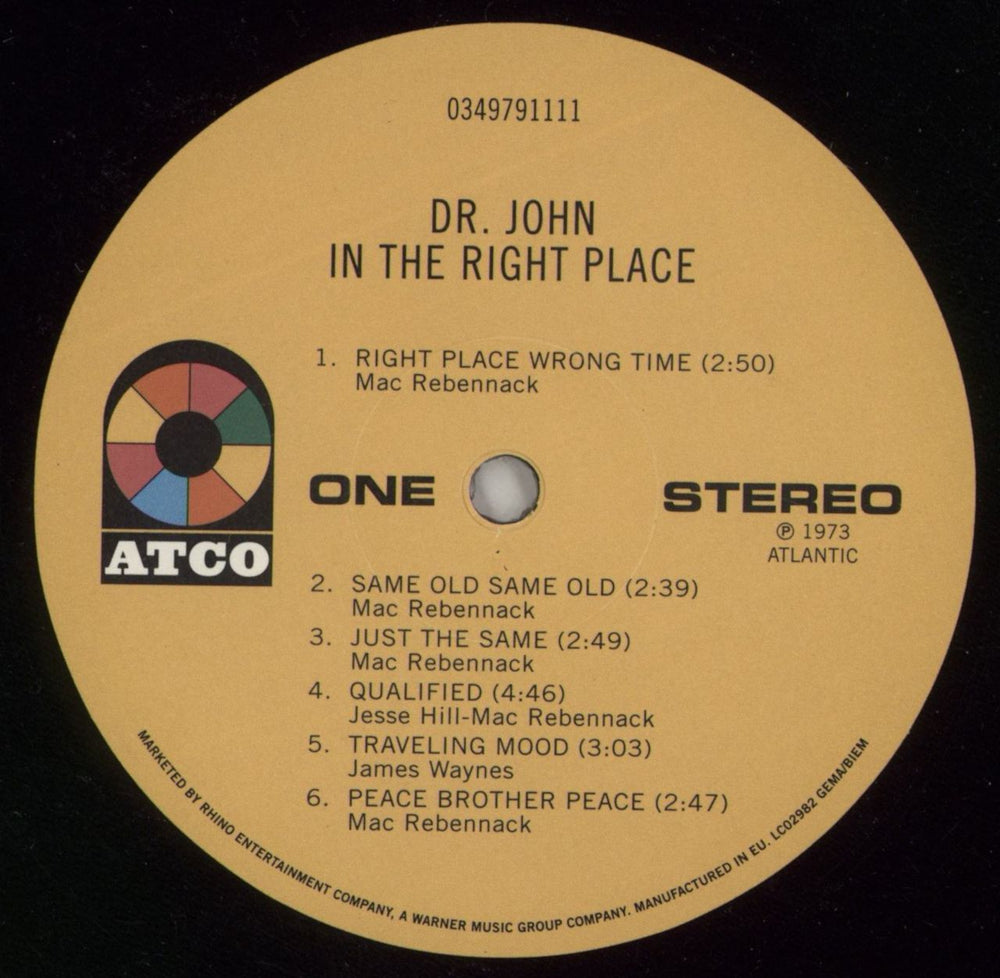 Dr John In The Right Place US vinyl LP album (LP record) DRJLPIN869898