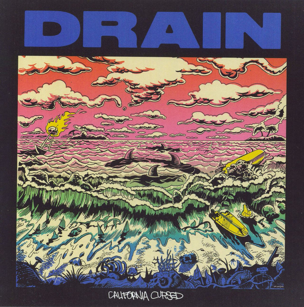 Drain California Cursed - Pink and Green Marble Vinyl US vinyl LP album (LP record) REV182-1