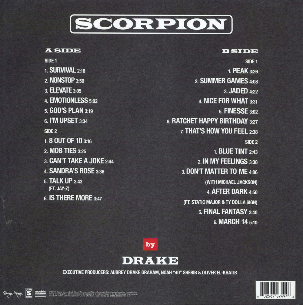 Drake Scorpion UK 2-LP vinyl record set (Double LP Album)