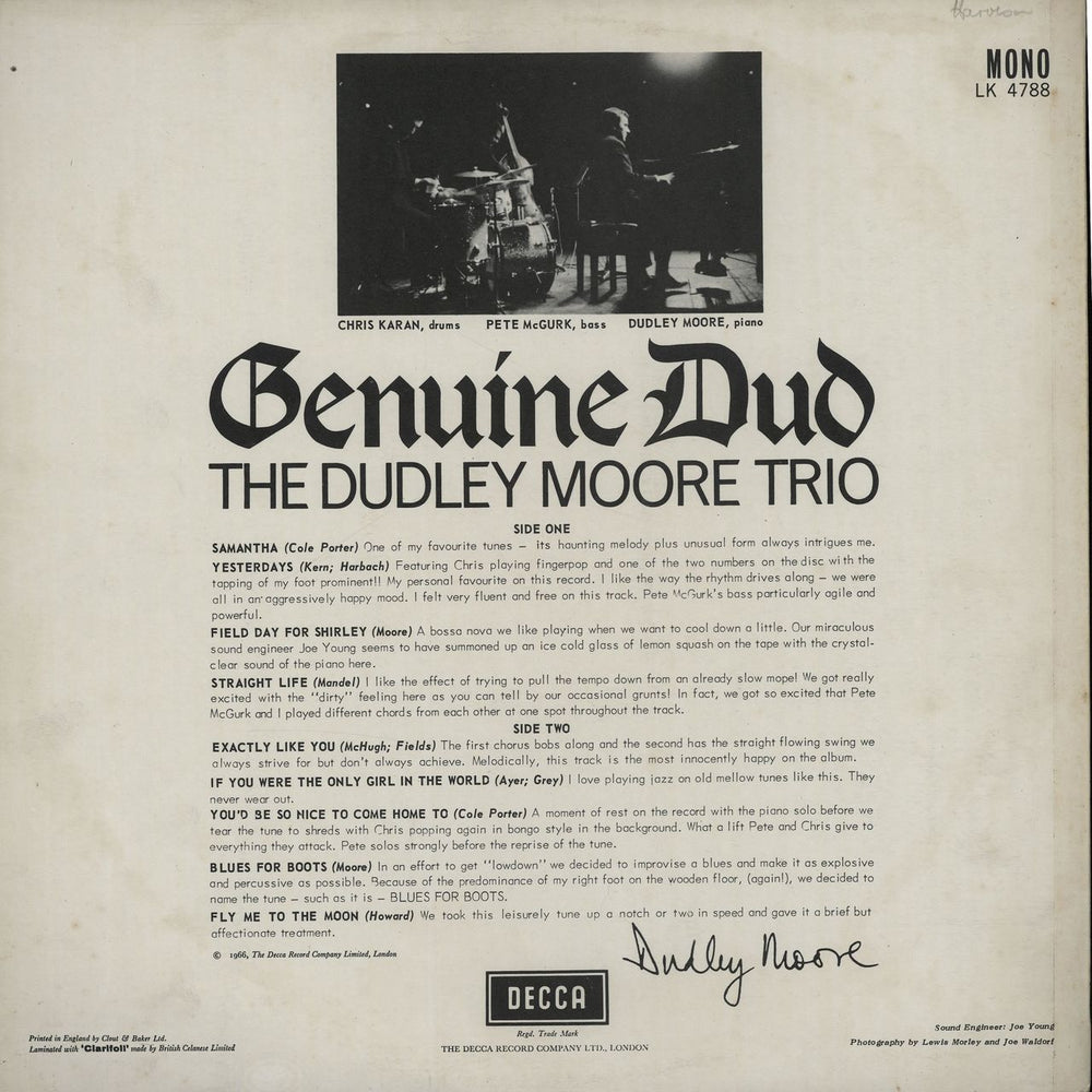 Dudley Moore Genuine Dud UK vinyl LP album (LP record) DLELPGE451005