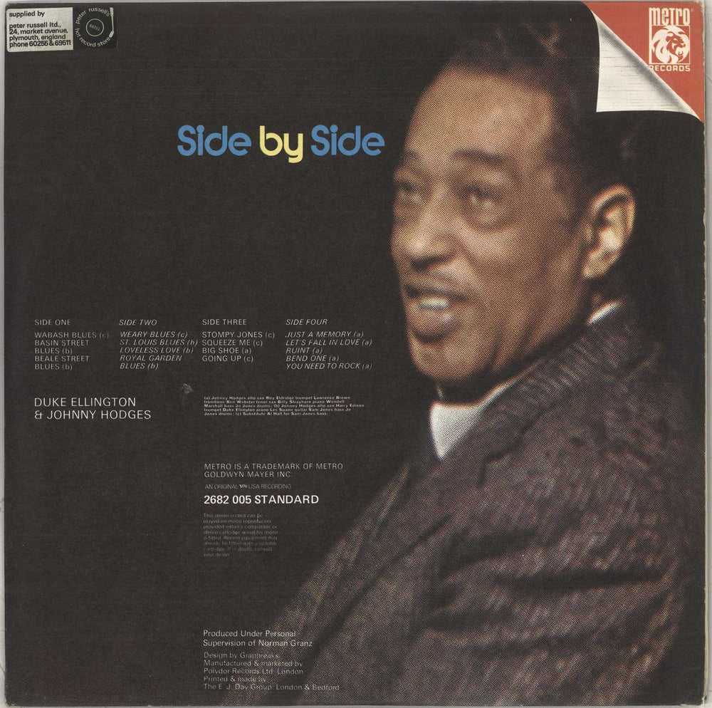 Duke Ellington Back To Back And Side By Side UK 2-LP vinyl record set (Double LP Album)