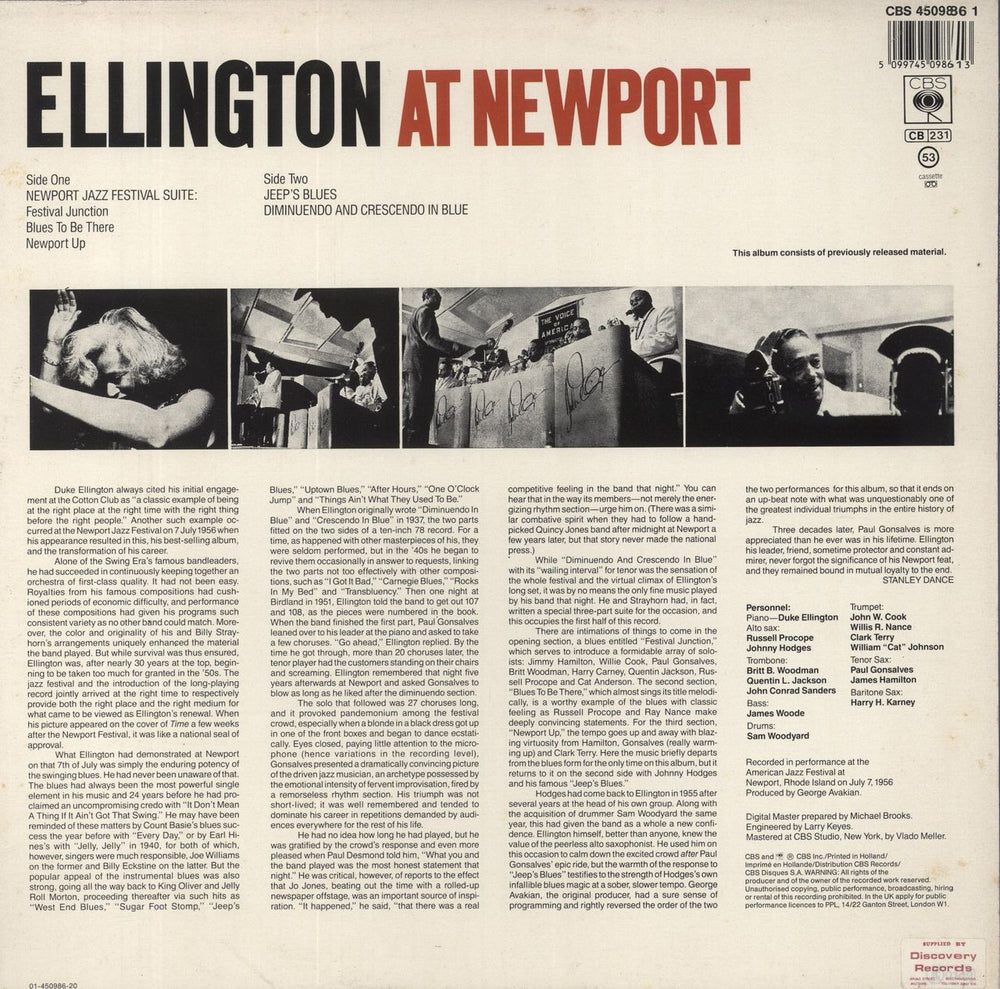 Duke Ellington Ellington At Newport Dutch vinyl LP album (LP record) 5099745098613