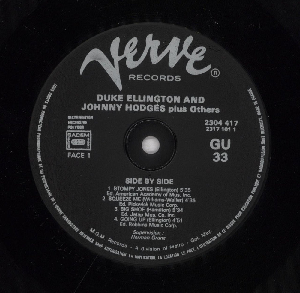 Duke Ellington Side By Side French vinyl LP album (LP record)