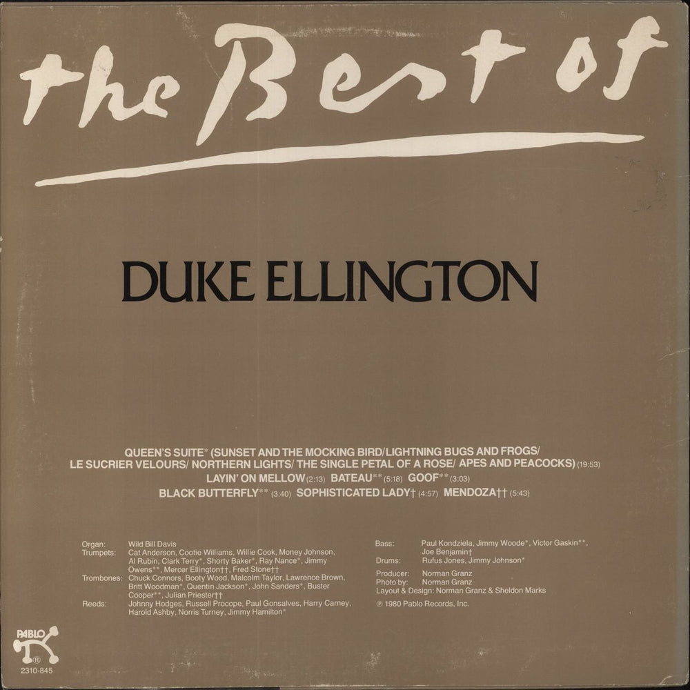 Duke Ellington The Best Of US vinyl LP album (LP record)