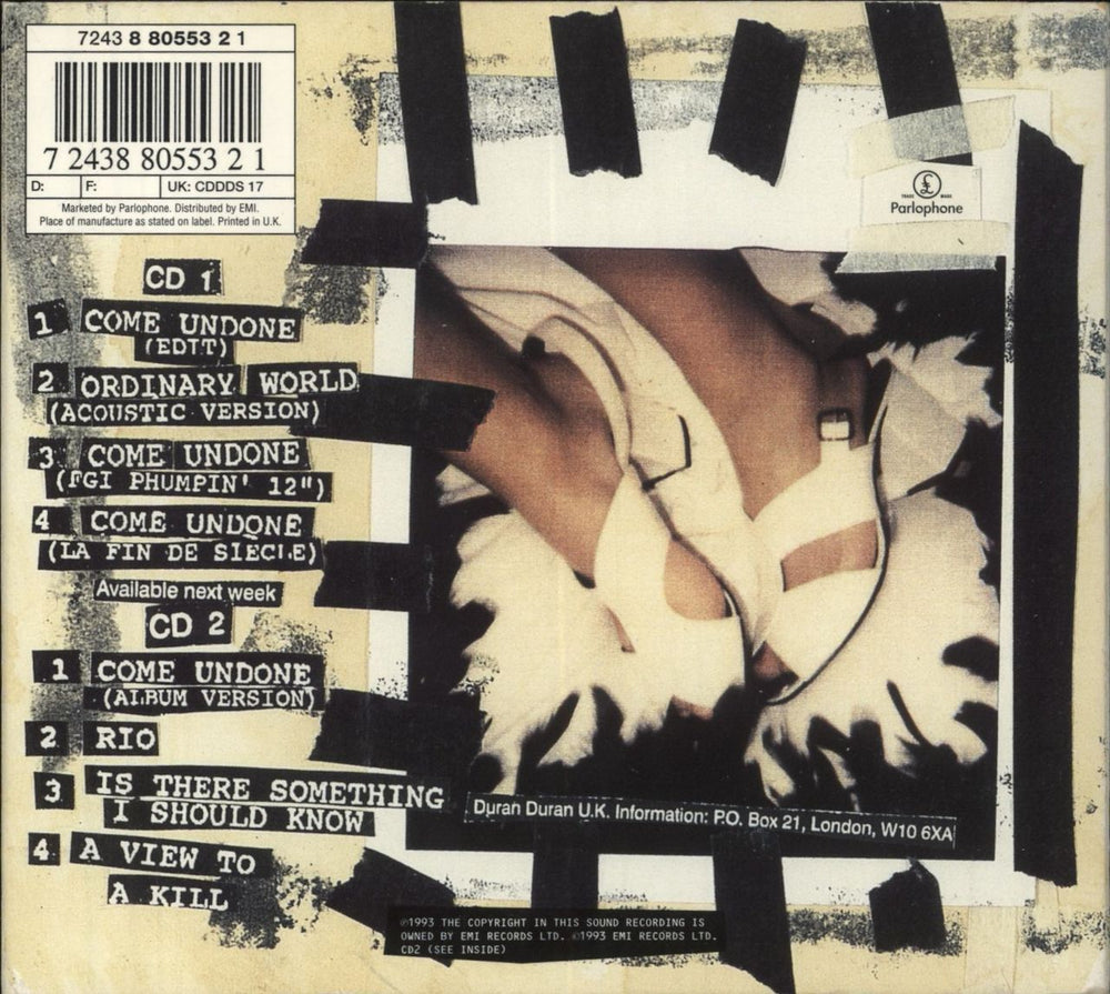 Duran Duran Come Undone UK CD single (CD5 / 5") 724388055321