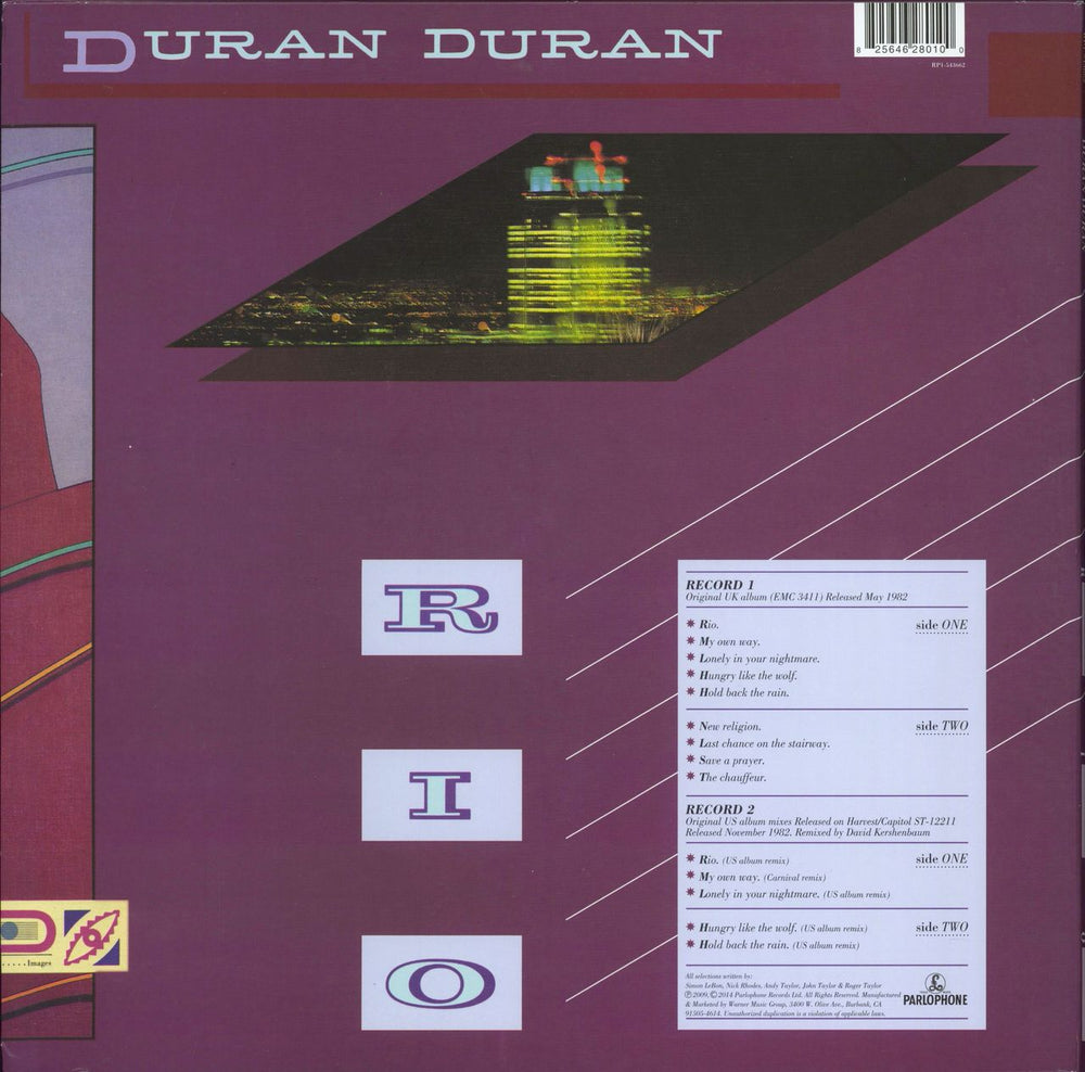 Duran Duran Rio - 180gram Vinyl UK 2-LP vinyl record set (Double LP Album) 825646280100