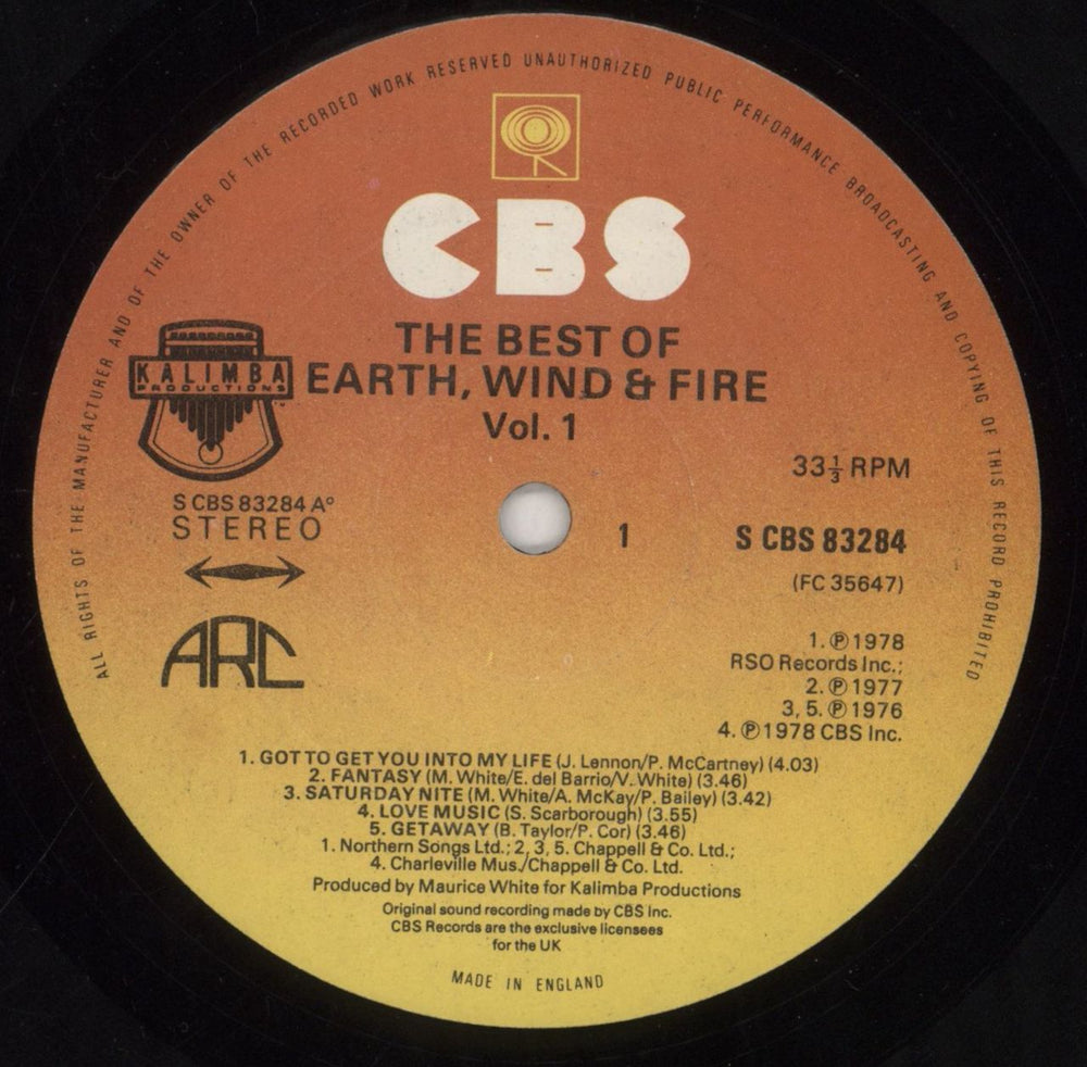 Earth Wind & Fire The Best Of Earth Wind & Fire Vol. 1 UK vinyl LP album (LP record) EWFLPTH289806