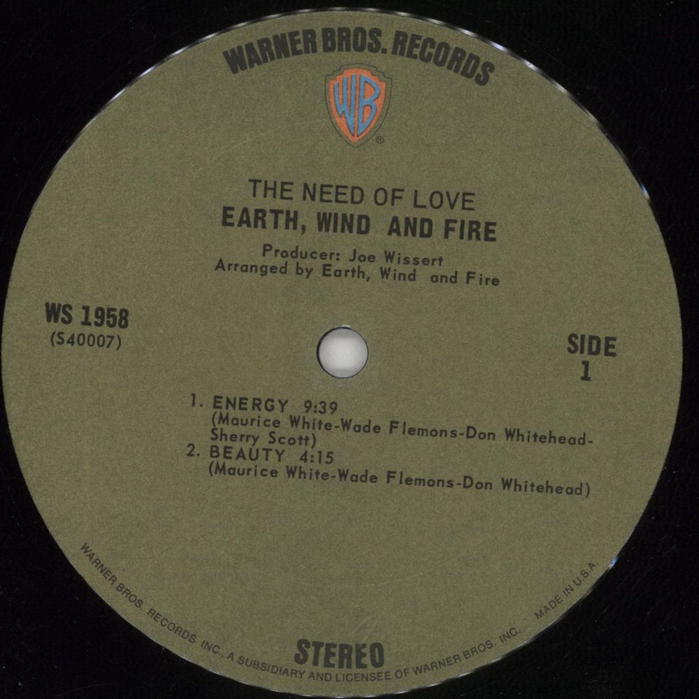 Earth Wind & Fire The Need Of Love US vinyl LP album (LP record) EWFLPTH848636