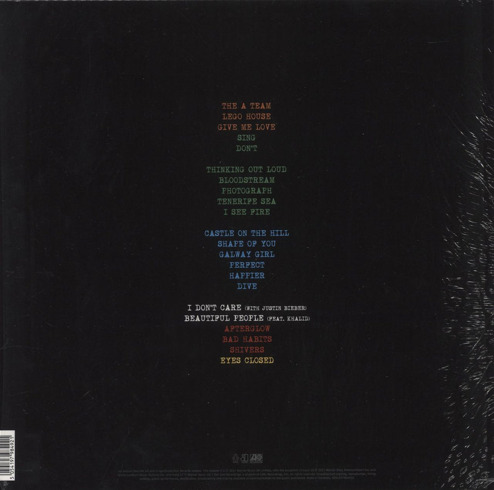 Ed Sheeran +-=÷× (Tour Collection) - Blue Vinyl + Numbered Set List UK 2-LP vinyl record set (Double LP Album) 5054197984921