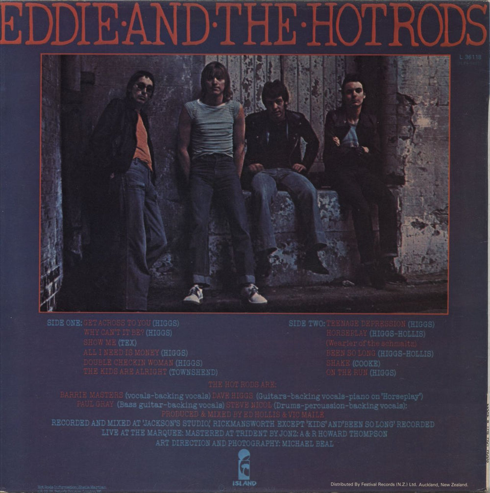 Eddie And The Hot Rods Teenage Depression New Zealand vinyl LP album (LP record)