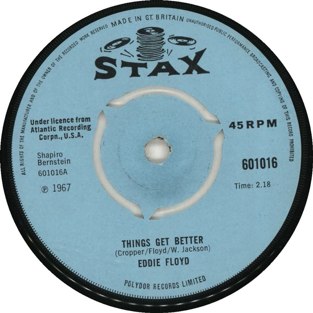 Eddie Floyd Things Get Better UK 7" vinyl single (7 inch record / 45) 601016