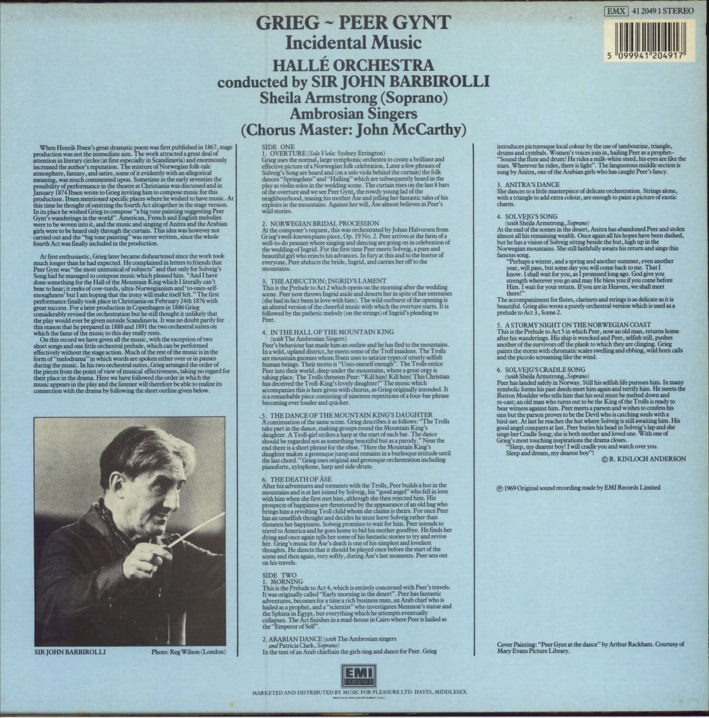 Edvard Grieg Peer Gynt Incidental Music UK vinyl LP album (LP record) 5099941204917