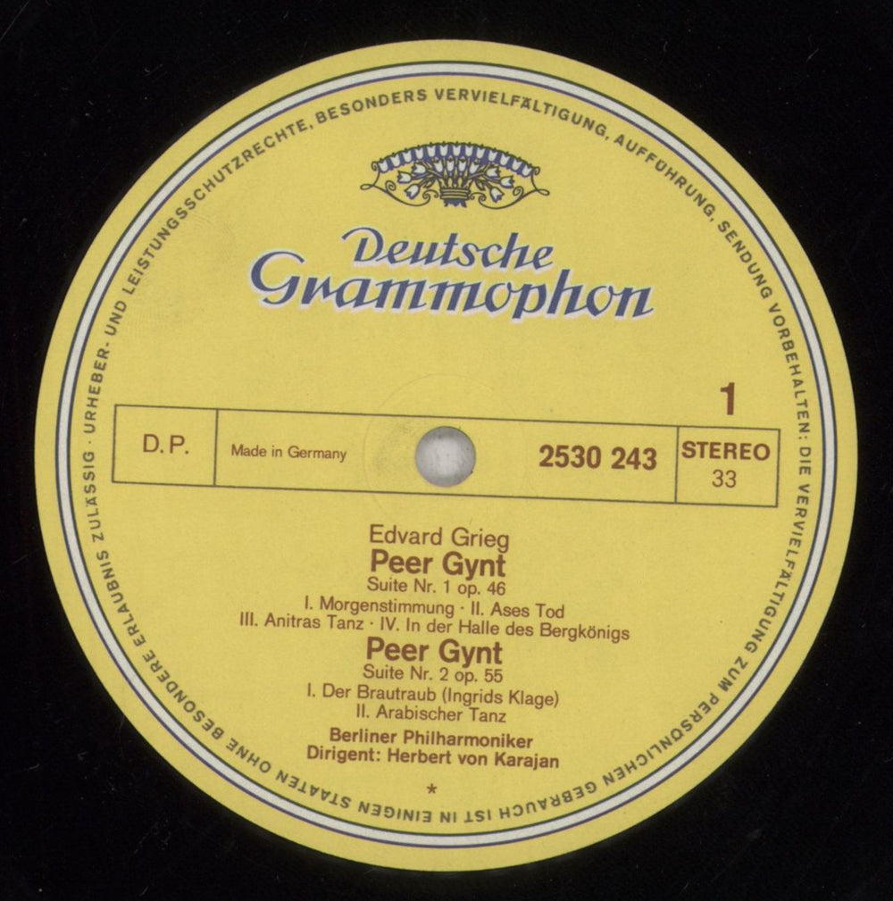 Edvard Grieg Peer Gynt - Suites 1 & 2 German vinyl LP album (LP record) 1GRLPPE843765