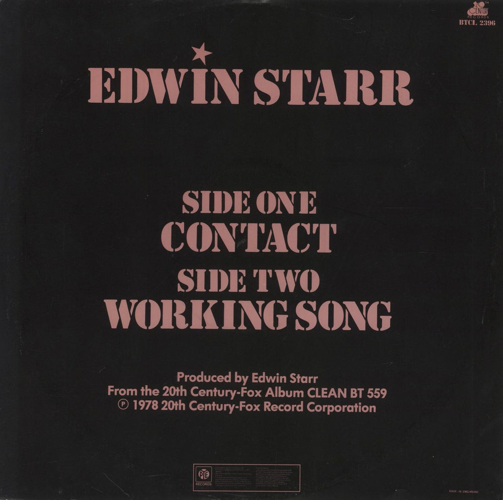 Edwin Starr Contact - Black Vinyl UK 12" vinyl single (12 inch record / Maxi-single)