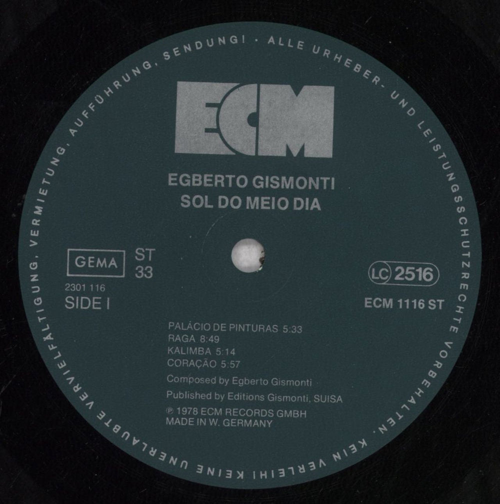 Egberto Gismonti Sol Do Meio Dia German vinyl LP album (LP record) EHBLPSO847529