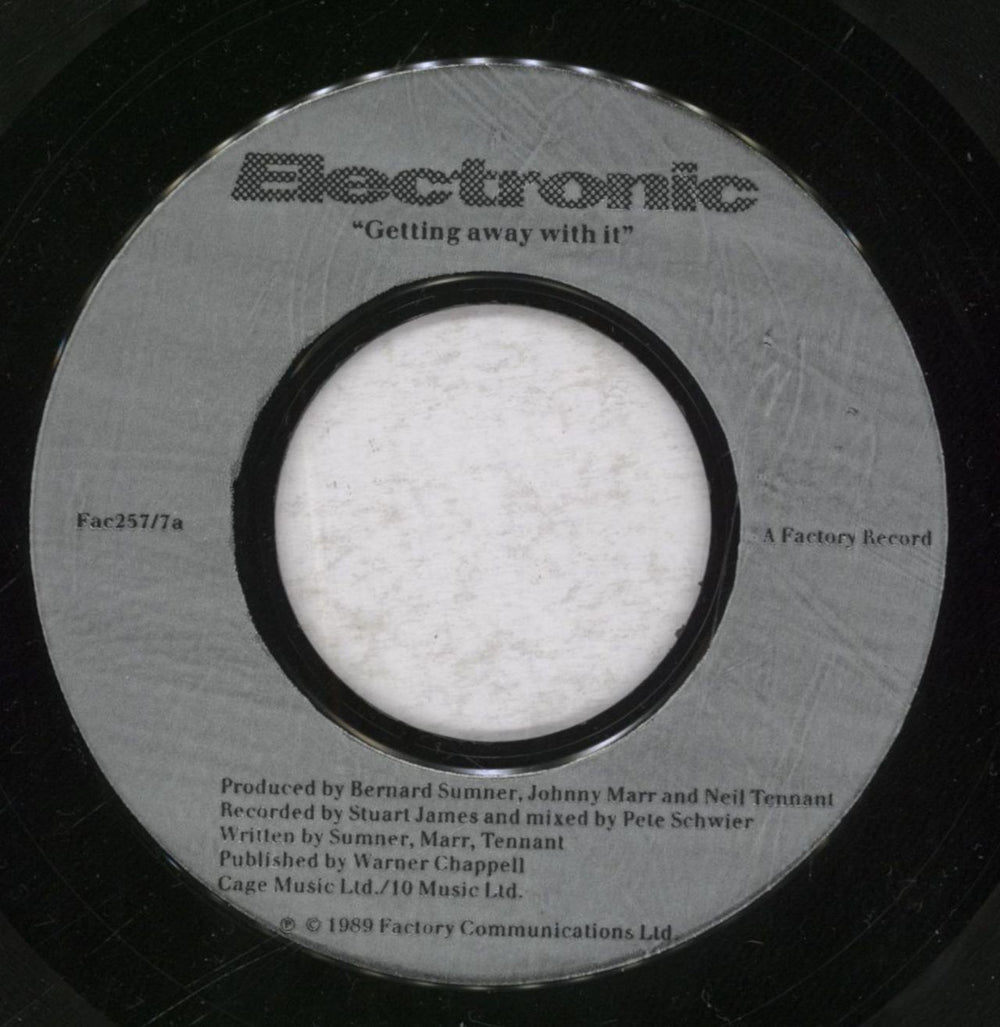 Electronic Getting Away With It - Wide Centre Injection UK 7" vinyl single (7 inch record / 45) ELE07GE841006