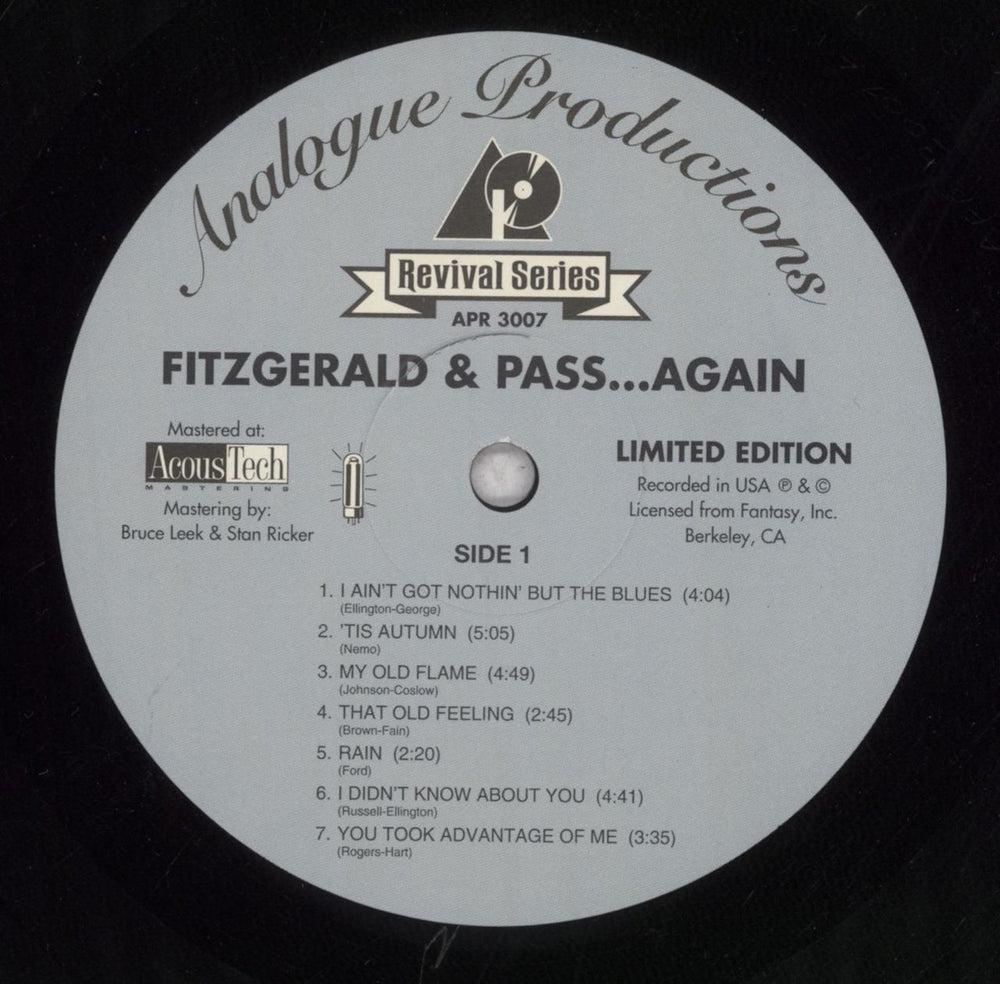 Ella Fitzgerald Fitzgerald & Pass ... Again - 180gm US vinyl LP album (LP record) EFZLPFI845518