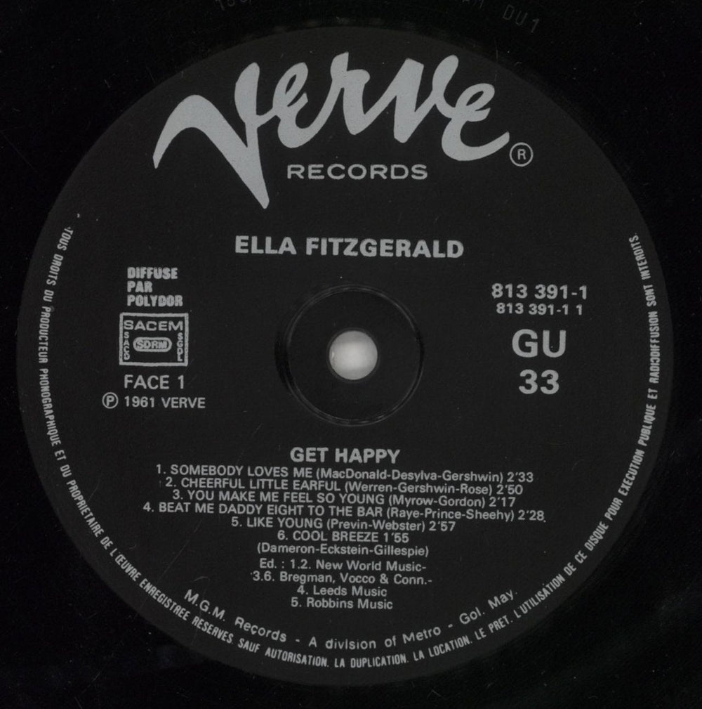 Ella Fitzgerald Get Happy! French vinyl LP album (LP record) EFZLPGE697884