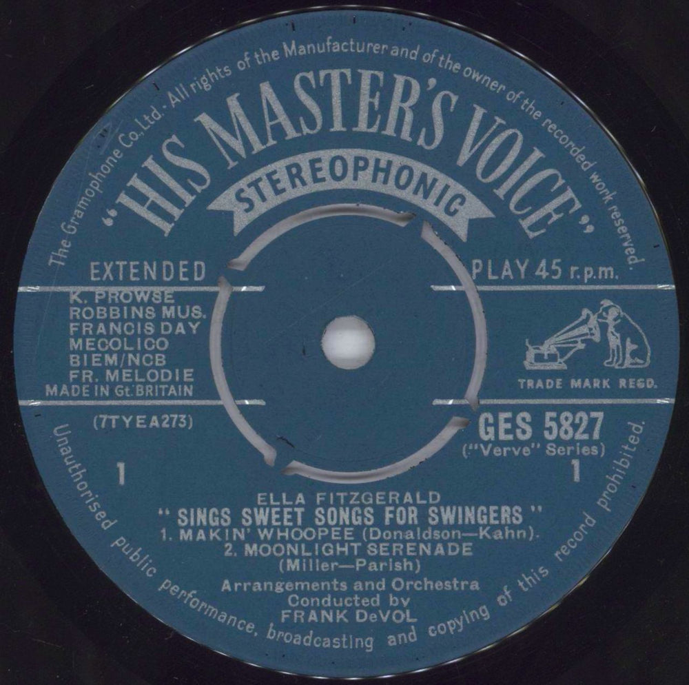 Ella Fitzgerald Sings Sweet Songs For Swingers UK 7" vinyl single (7 inch record / 45) EFZ07SI832906