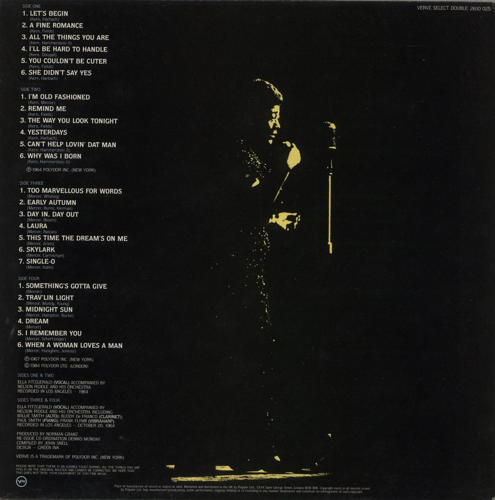 Ella Fitzgerald Sings The Jerome Kern/ Johnny Mercer Songbooks UK 2-LP vinyl record set (Double LP Album)