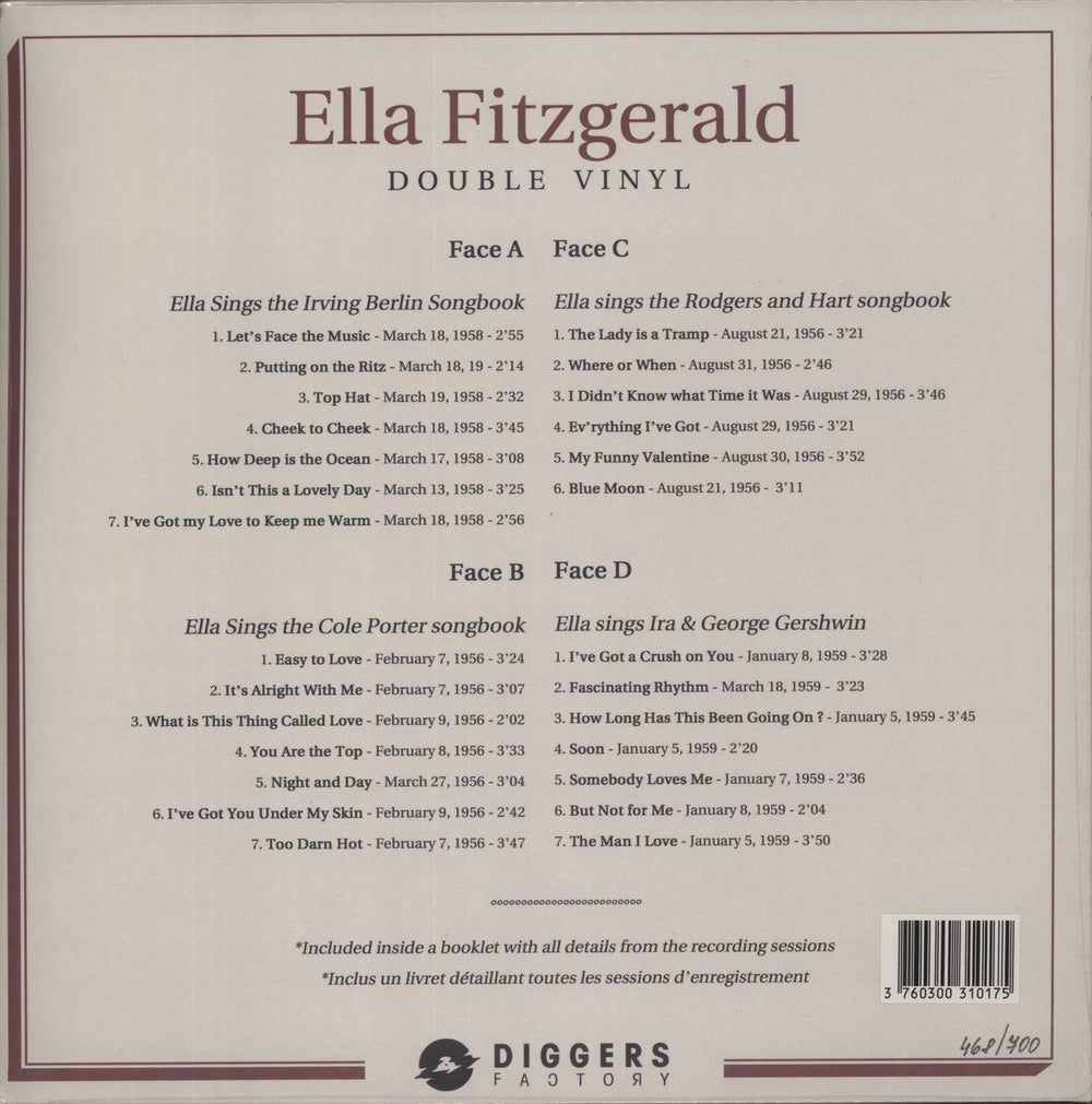 Ella Fitzgerald The Songbook Album - 1956-1959 - The Essential Works UK 2-LP vinyl record set (Double LP Album) 3760300310175