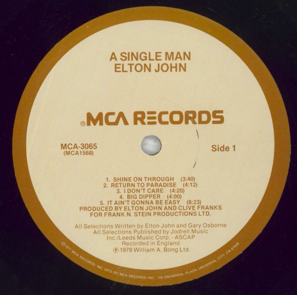 Elton John A Single Man US vinyl LP album (LP record) JOHLPAS663809