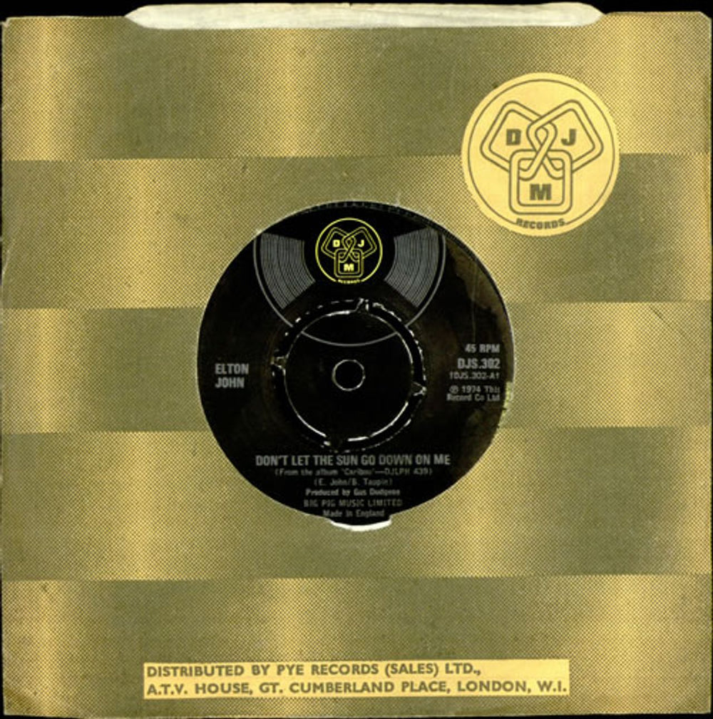 Elton John Don't Let The Sun Go Down On Me - 4prong UK 7" vinyl single (7 inch record / 45) DJS.302