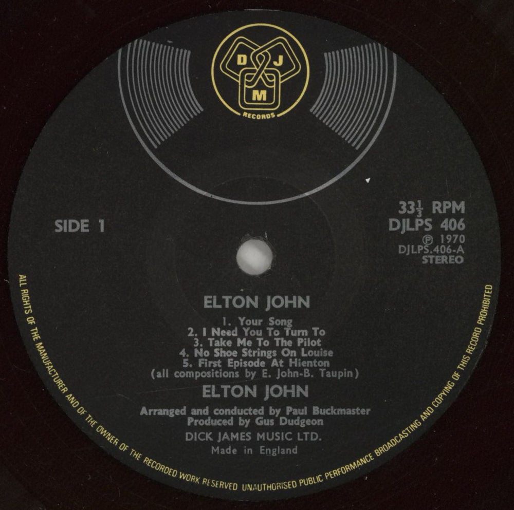 Elton John Elton John - 1st - Red - VG UK vinyl LP album (LP record) JOHLPEL645215