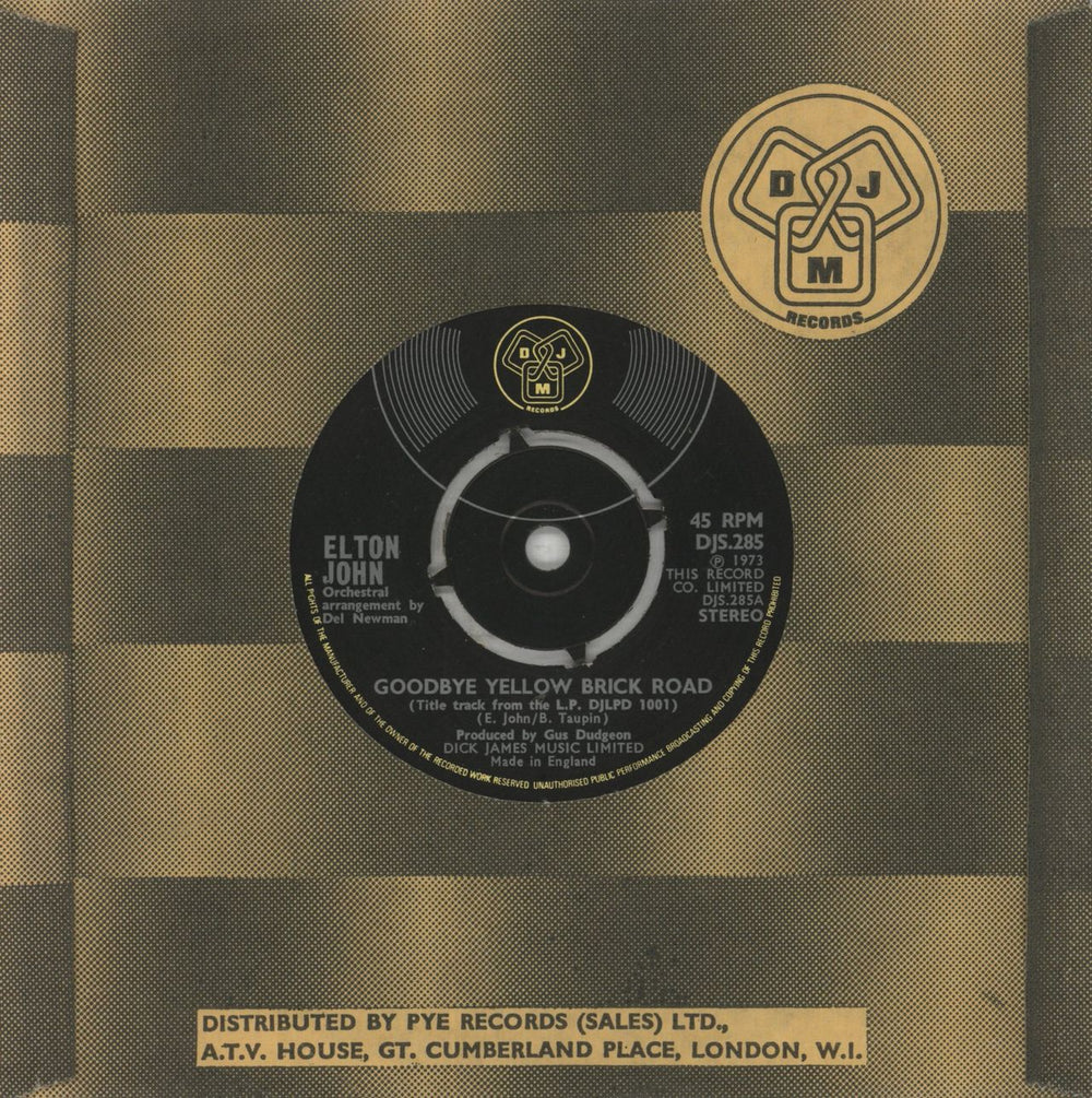 Elton John Goodbye Yellow Brick Road - 1st - 4pr UK 7" vinyl single (7 inch record / 45) DJS.285