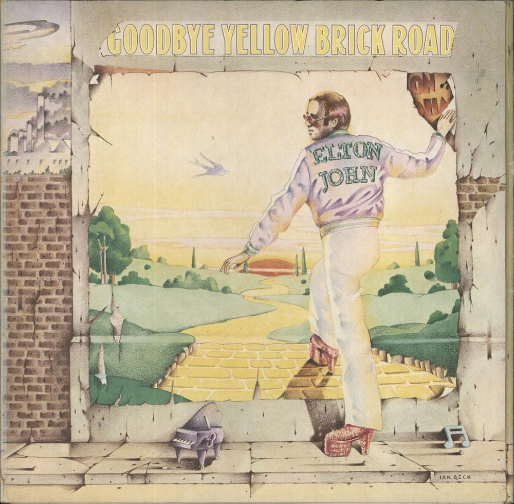 Elton John Goodbye Yellow Brick Road - 1st - Brown/purple UK 2-LP vinyl record set (Double LP Album) DJLPD1001