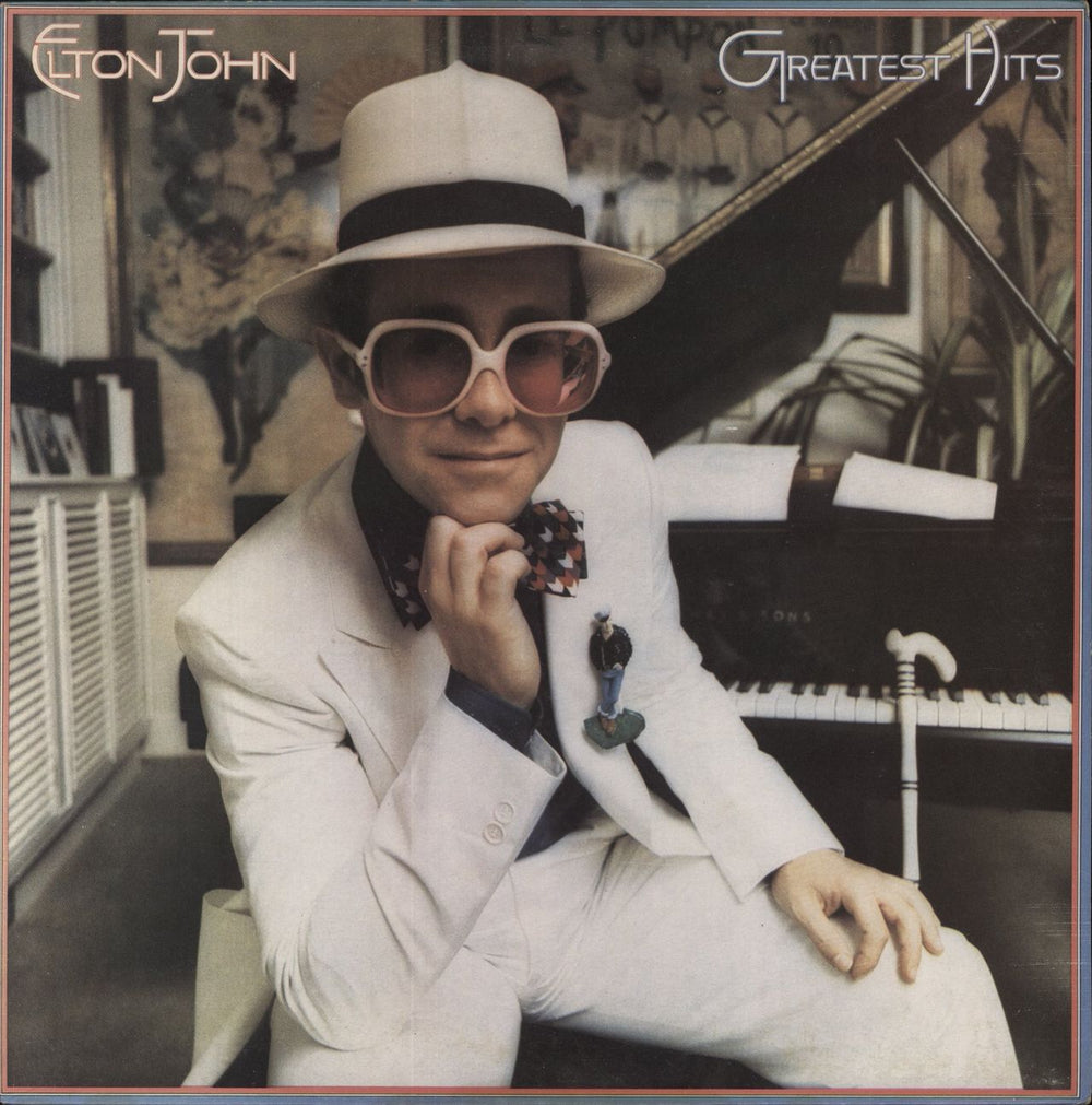 Elton John Greatest Hits - Grey with Red Fleck Vinyl UK vinyl LP album (LP record) DJLPH442