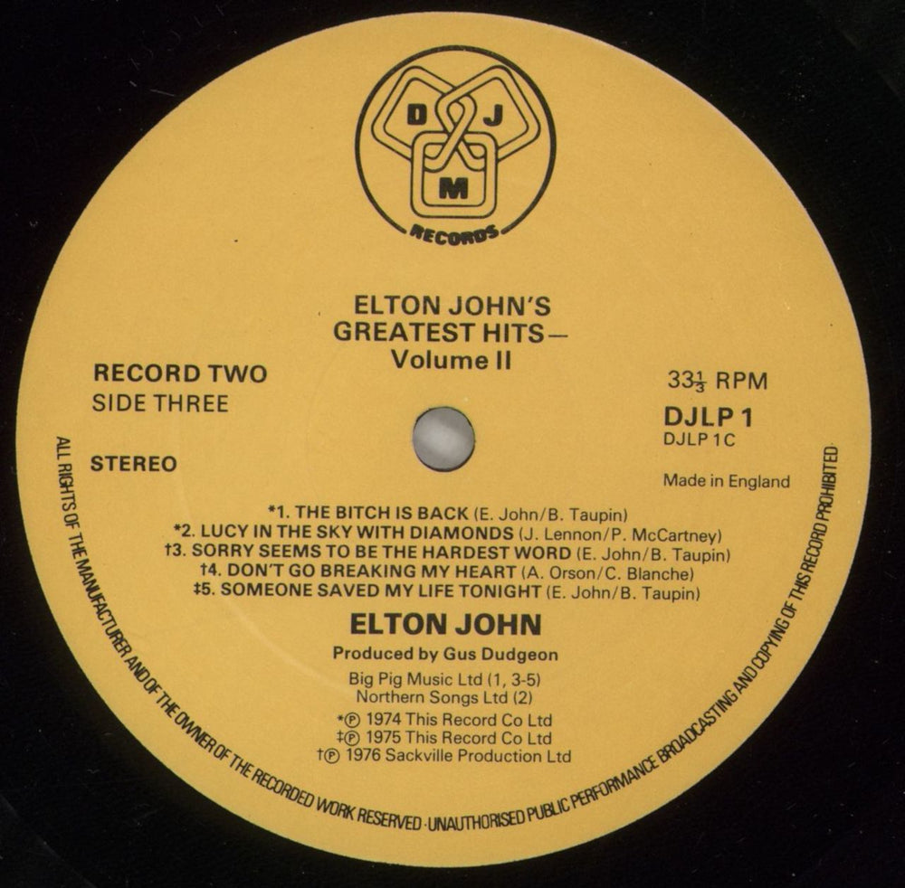 Elton John Greatest Hits Volumes I & II UK 2-LP vinyl record set (Double LP Album)