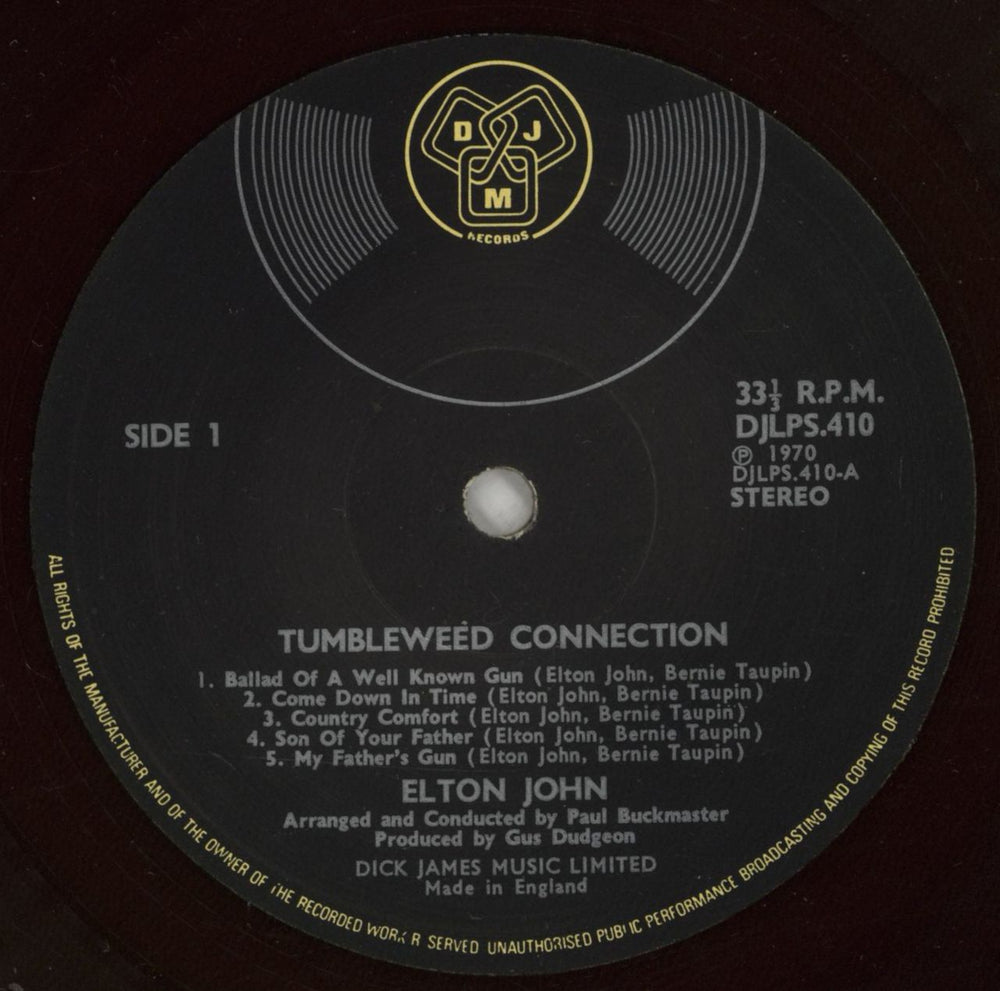 Elton John Tumbleweed Connection - Red  UK vinyl LP album (LP record) JOHLPTU644160