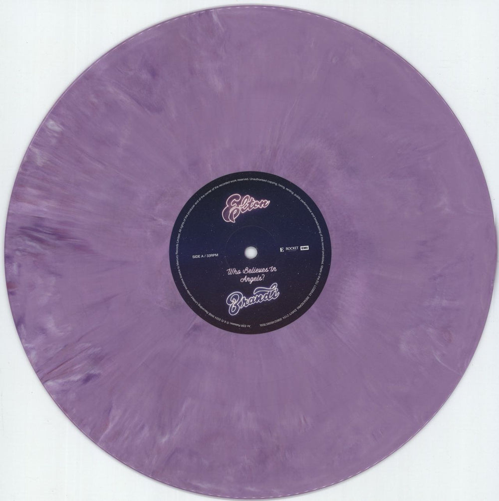 Elton John Who Believes In Angels? - Purple Marble Vinyl - Shrink UK vinyl LP album (LP record) JOHLPWH876546