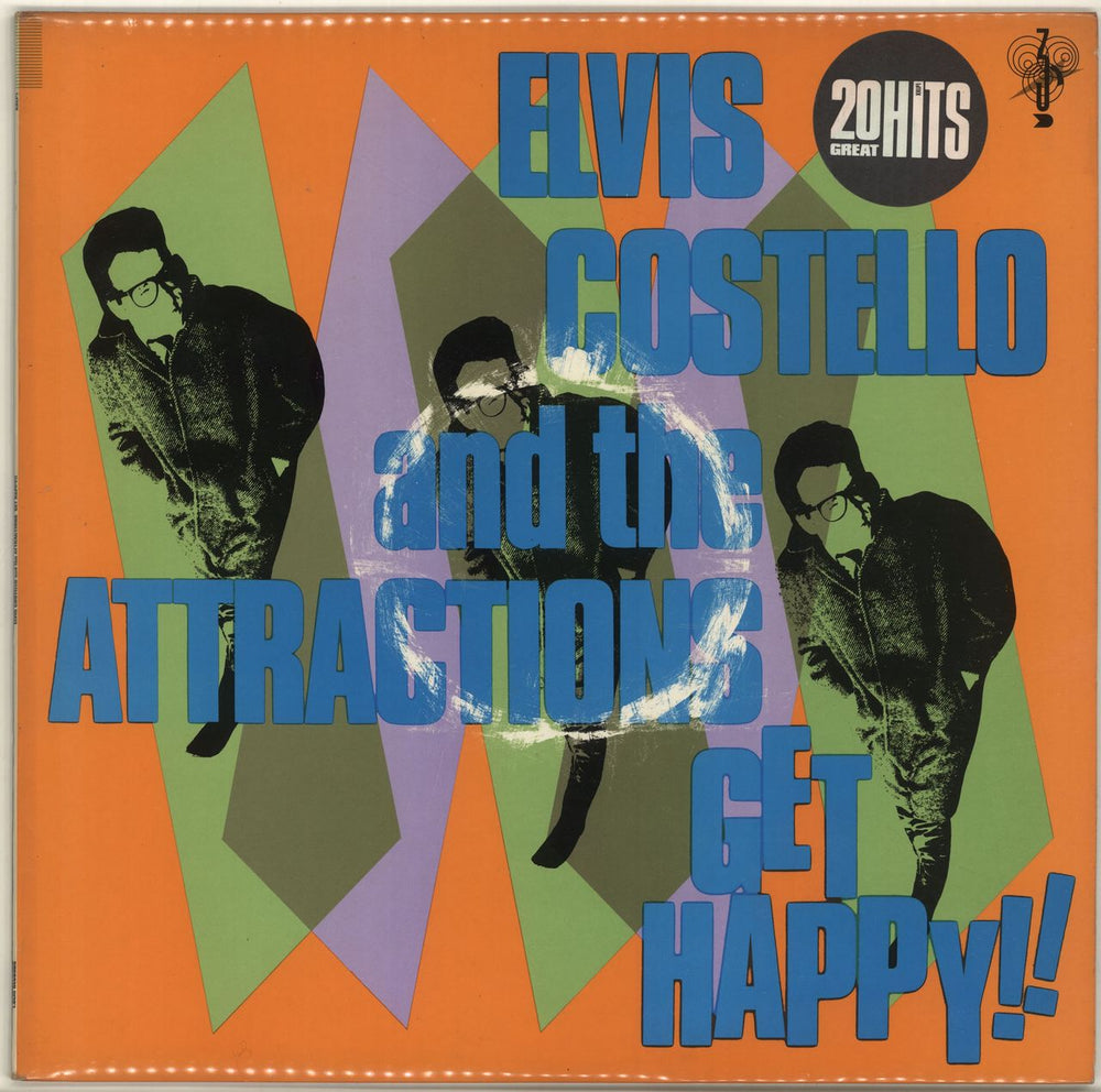 Elvis Costello Get Happy - Stickered Sleeve + Poster - EX UK vinyl LP album (LP record) XXLP1