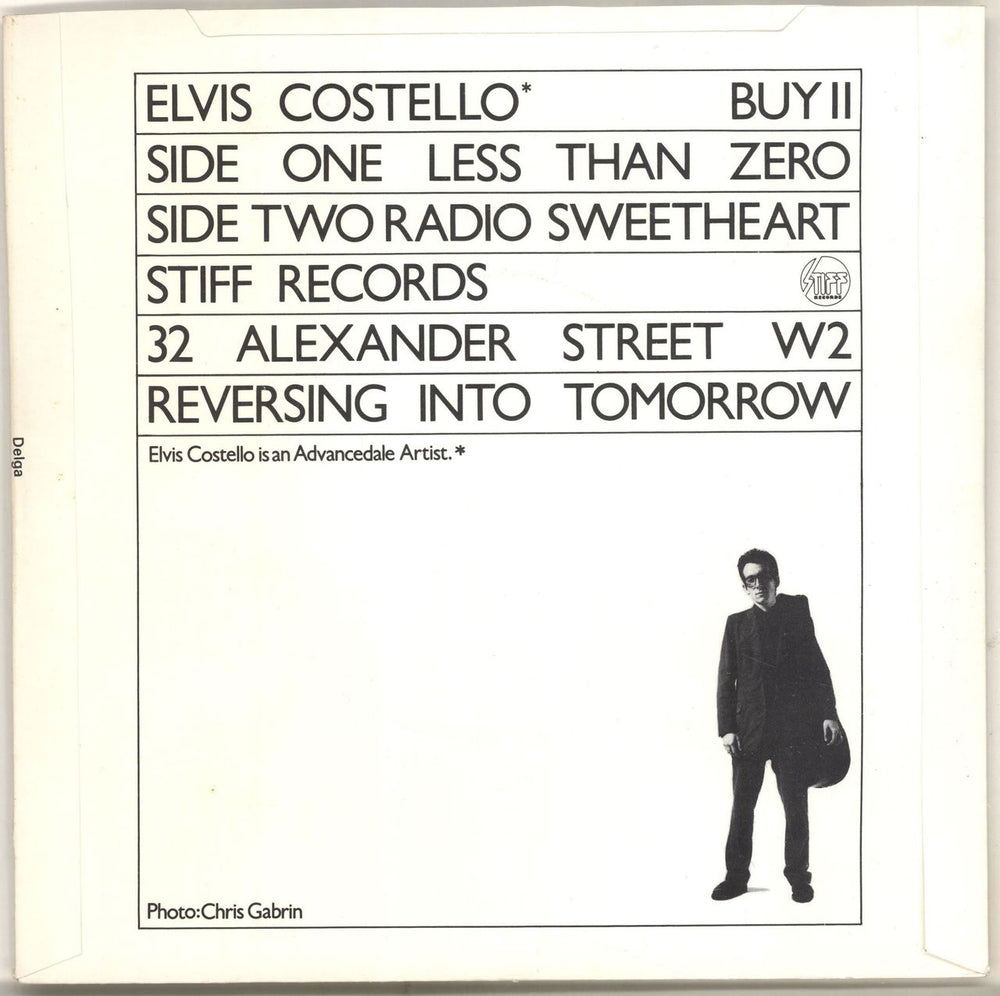 Elvis Costello Less Than Zero - P/S UK 7" vinyl single (7 inch record / 45) COS07LE449824