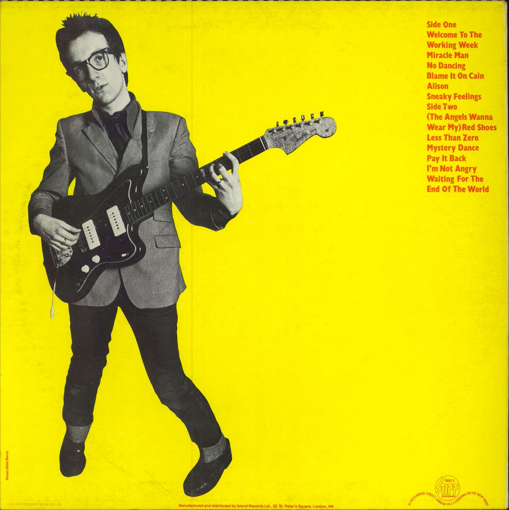 Elvis Costello My Aim Is True - Yellow Back - VG+ UK vinyl LP album (LP record)