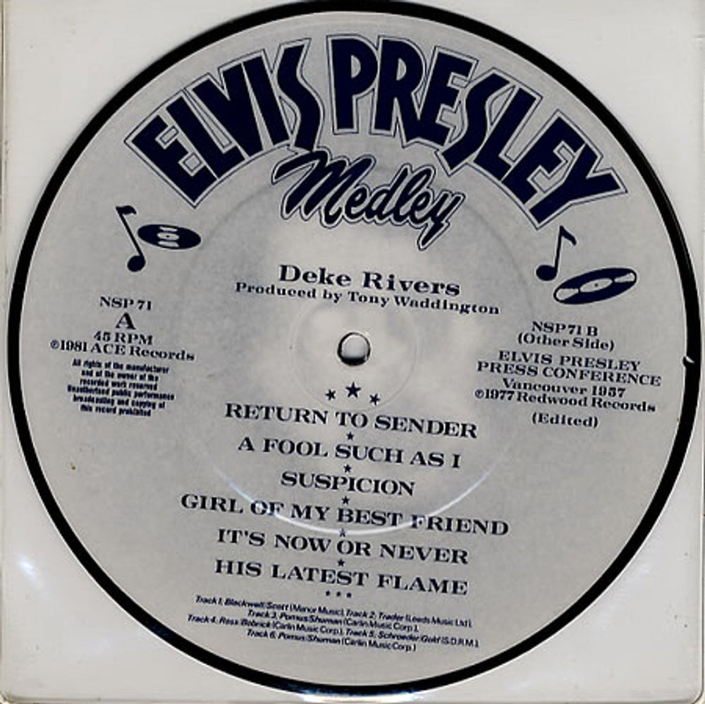 Elvis Presley Elvis Presley Medley UK 7" vinyl picture disc (7 inch picture disc single) ELV7PEL156655