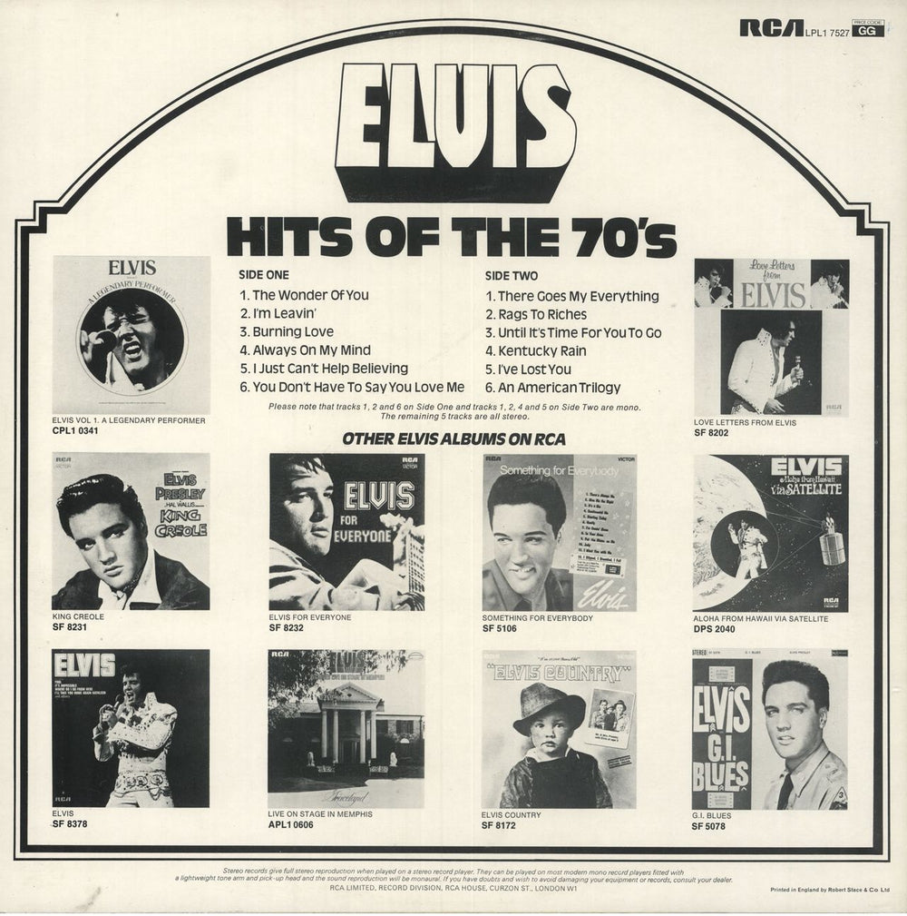 Elvis Presley Hits Of The 70's - 2nd UK vinyl LP album (LP record)