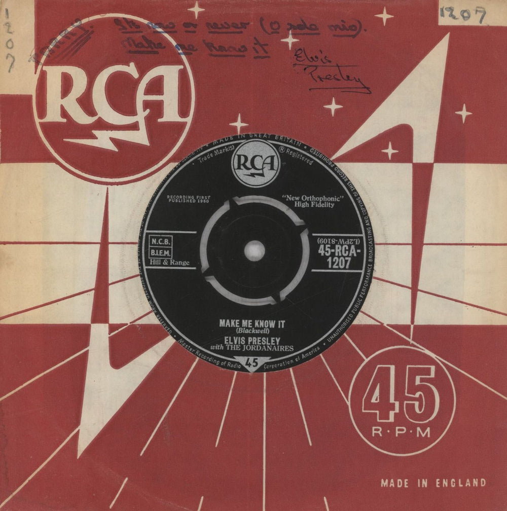 Elvis Presley It's Now Or Never (O Sole Mio) - 2nd UK 7" vinyl single (7 inch record / 45)