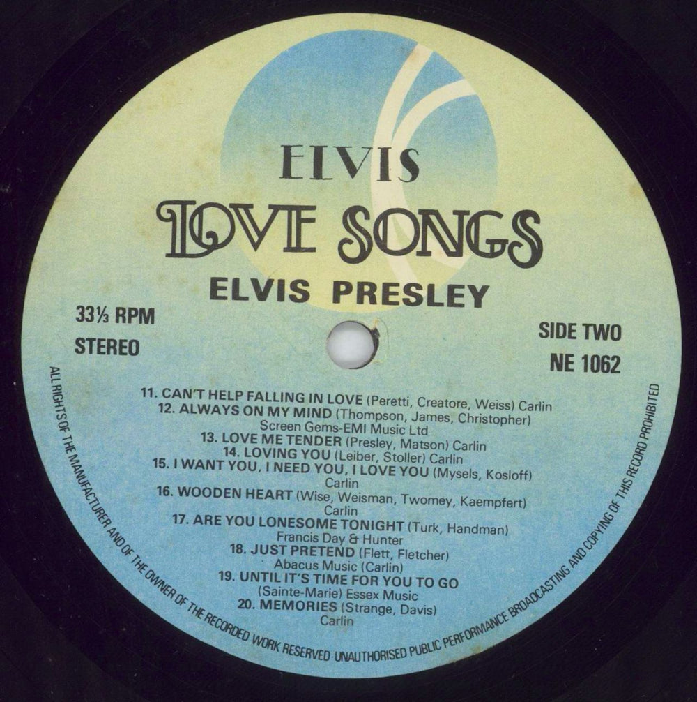 Elvis Presley Love Songs UK vinyl LP album (LP record)