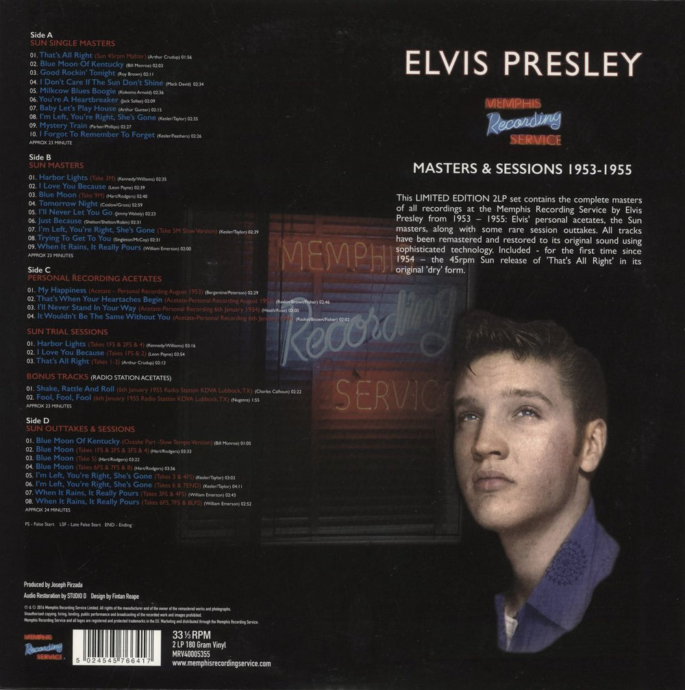 Elvis Presley Masters & Sessions 1953 – 1955 - EX UK 2-LP vinyl record set (Double LP Album) 5024545766417