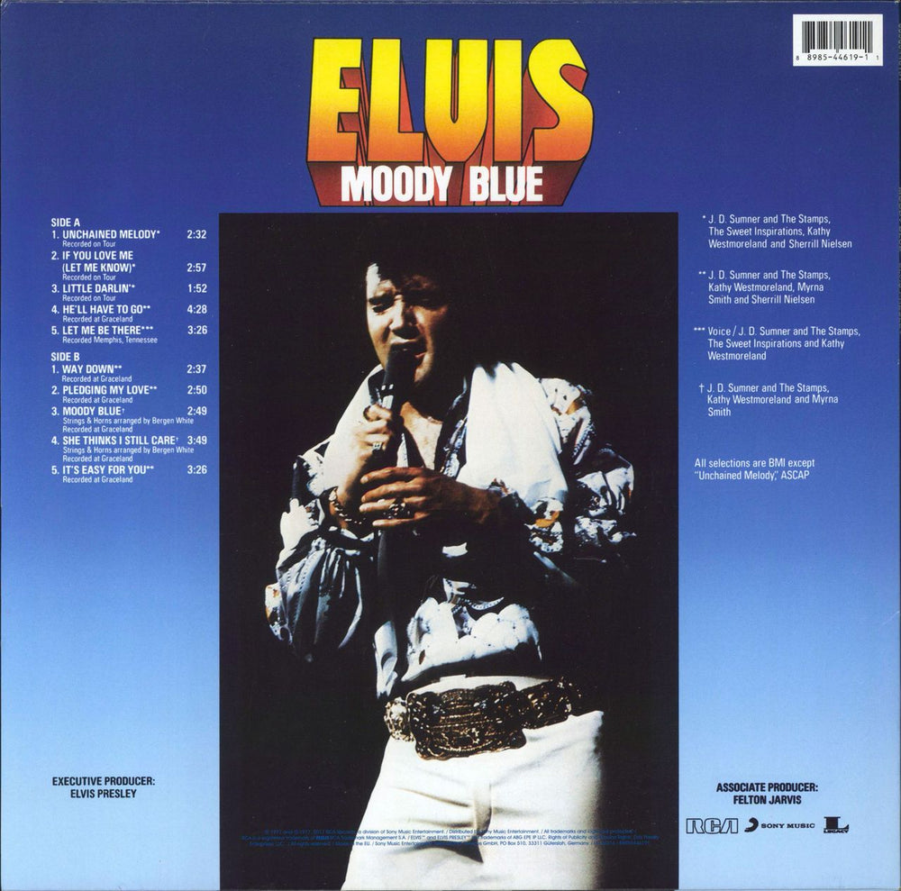 Elvis Presley Moody Blue - Blue Vinyl UK vinyl LP album (LP record) 889854461911