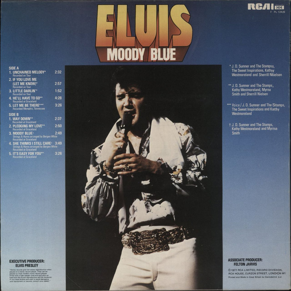 Elvis Presley Moody Blue UK vinyl LP album (LP record)