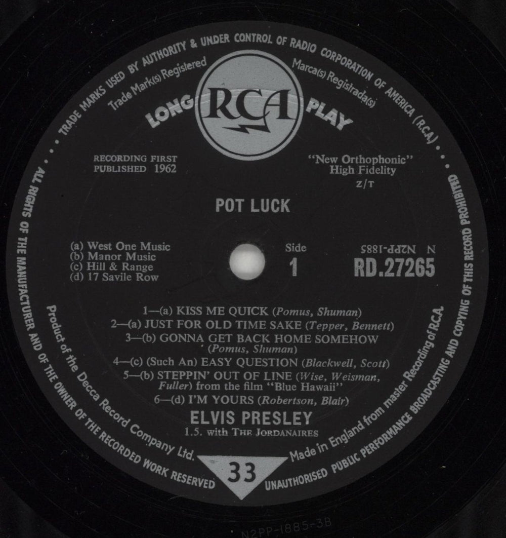 Elvis Presley Pot Luck - 1st - VG UK vinyl LP album (LP record) ELVLPPO580189