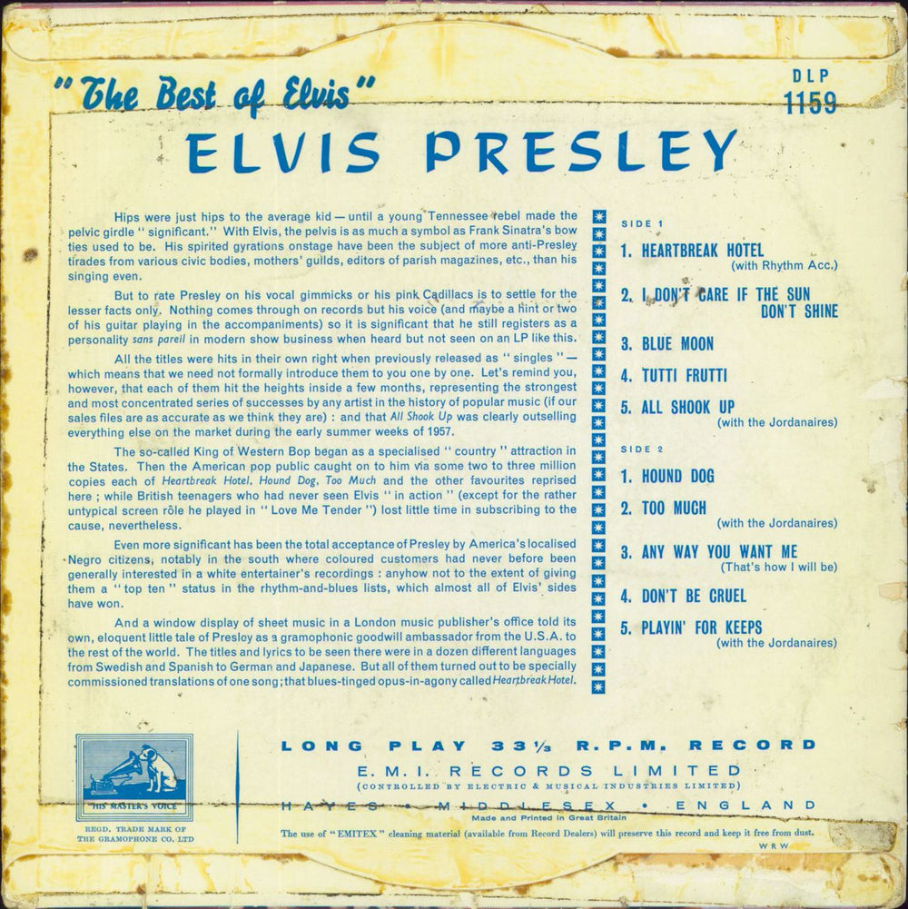 Elvis Presley The Best Of Elvis - G/VG UK 10" vinyl single (10 inch record)