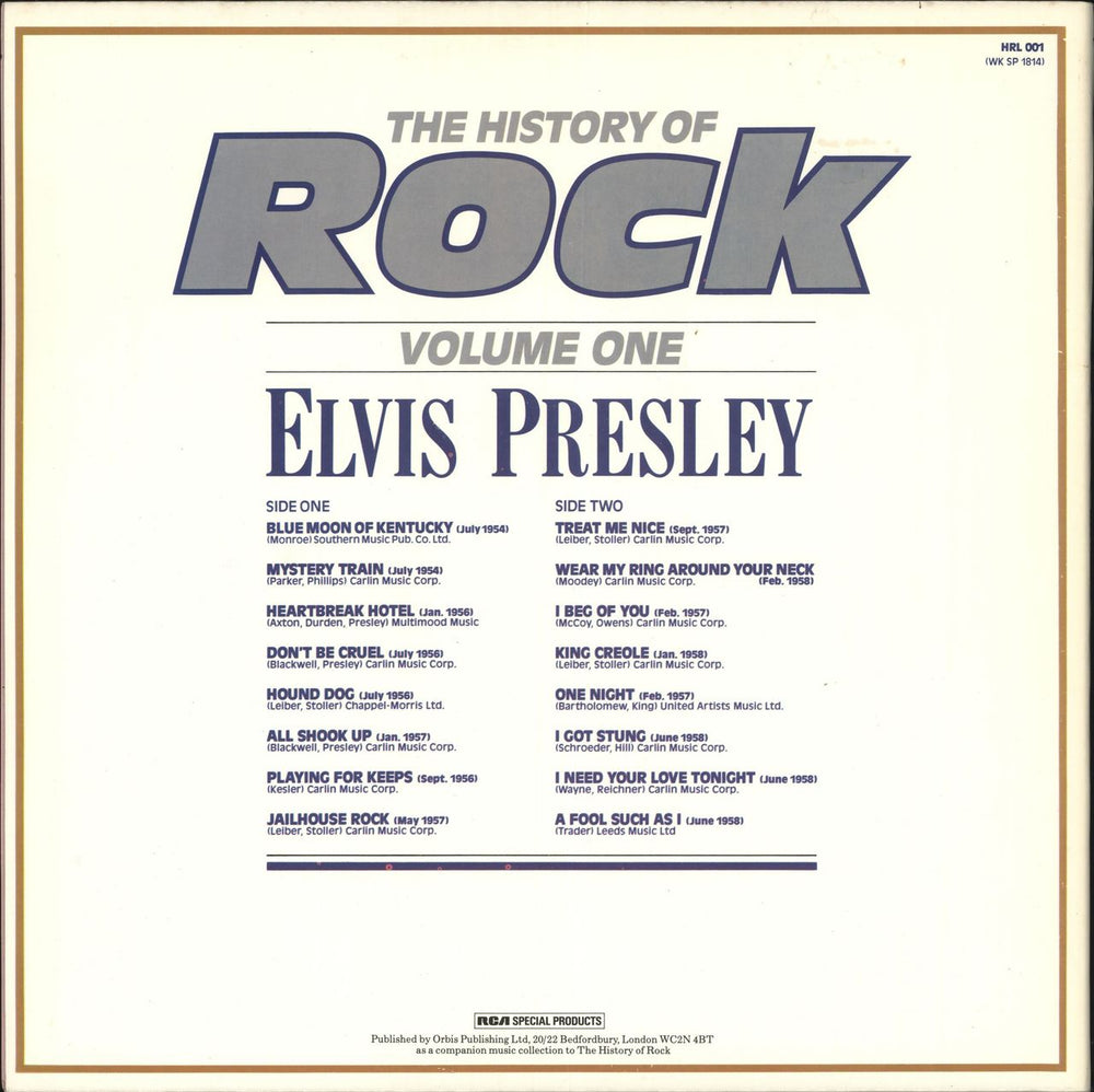 Elvis Presley The History Of Rock Volume One UK vinyl LP album (LP record) 5099750000014