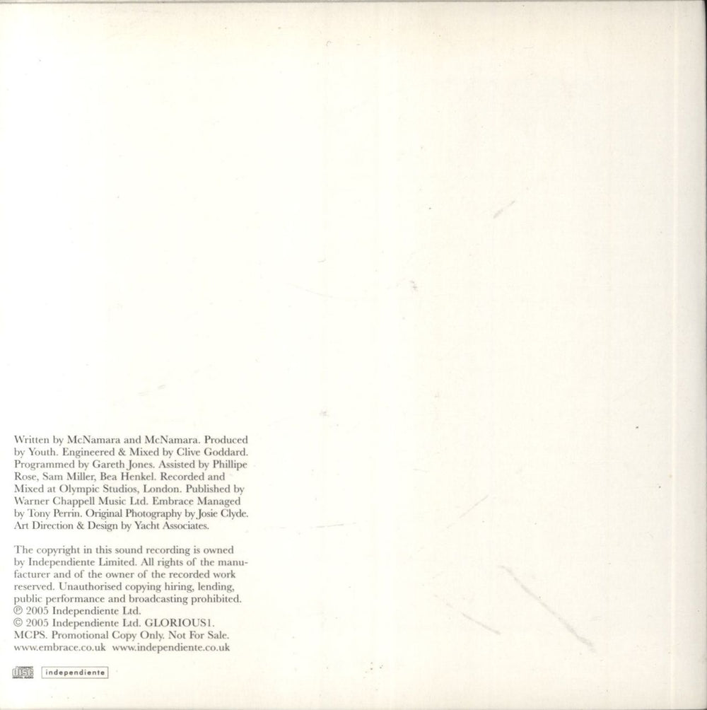 Embrace A Glorious Day UK Promo CD single (CD5 / 5")