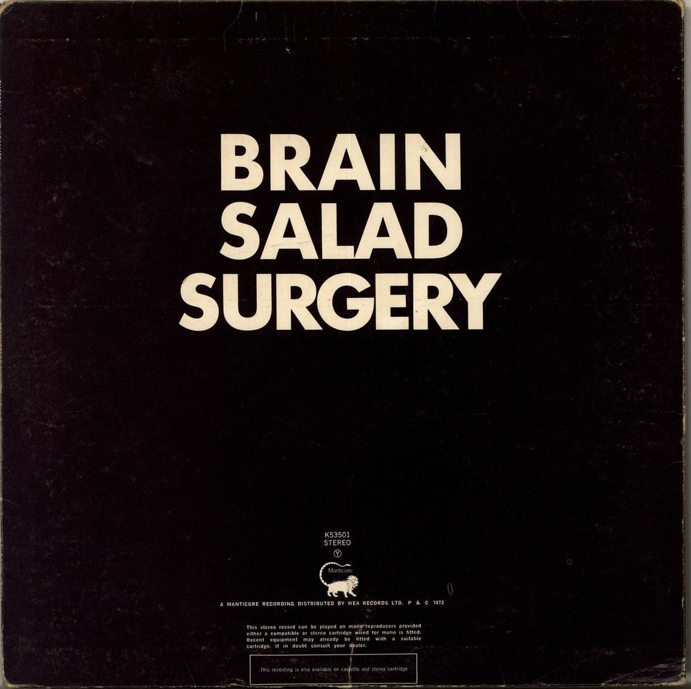 Emerson Lake & Palmer Brain Salad Surgery - 1st - VG UK vinyl LP album (LP record)